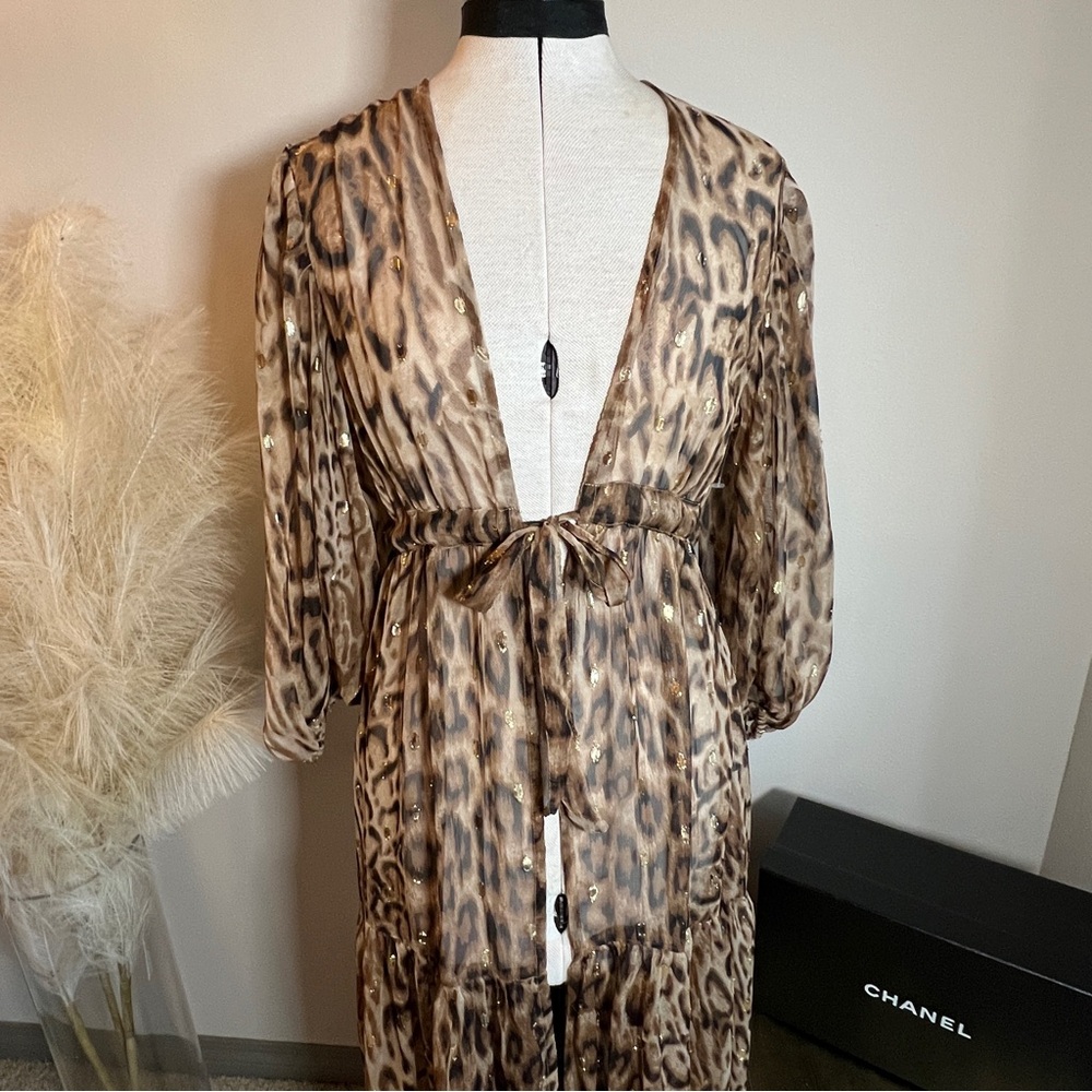 NWOT Express Sheer Maxi Dress Old Money Coverup Duster - Picture 10 of 11